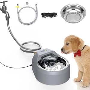 Dog Water Fountain Auto Filling Dog Water Dispenser Connect Water Supply, USB Supply Auto Replenish Water Dog Bowl