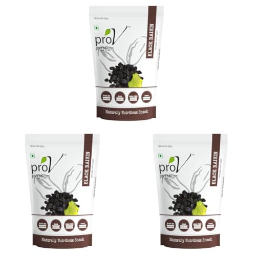 Image of ProV Premium - Black Raisins 250 gm | Seed Kaali Kishmish | Natural Dried & Sweet Dryfruits | Fiberous & Delicious for Snacking (Pack of 3)