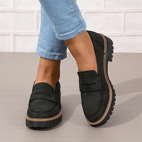 Image of Womens Loafers Shoes Platform Chunky Penny Loafer Lug Sole Comfortable Slip On Work Office Business Casual Dress Shoes, US Size 5-11.5
