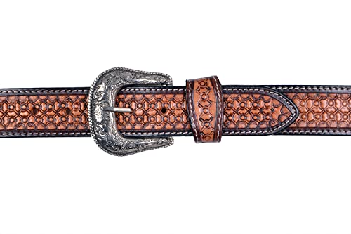 Western Belt Genuine Leather Hand Tooled Heavy Duty Removable Buckle For Men and Women 30HQ0053