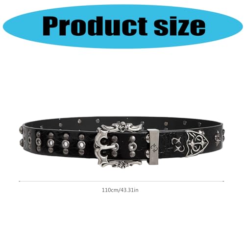 Ceinture double rangée de trous style punk avec œillets métalliques renforcés - 5