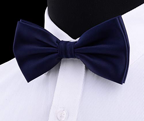 Image of GUSLESON Men's 3-pc Solid Color Bow Tie Gift Set - Double‑Fold Pre-Tied Bow Tie, Pocket Square, Cufflinks - Wedding Formal Party