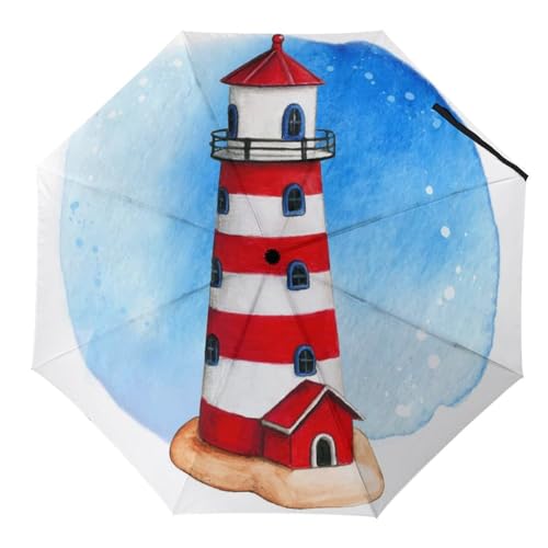 Parapluie automatique compact pliant pour femme et homme style phare de plage anti vent