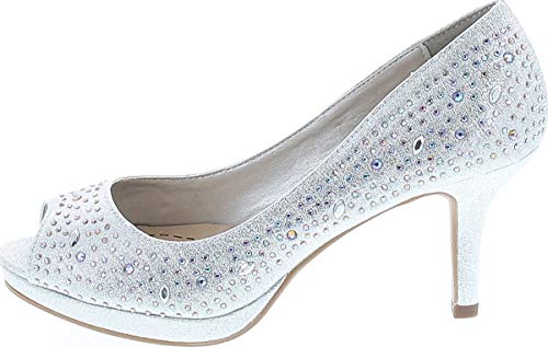 CITYCLASSIFIED Comfort Soft Foam Peep Toe Glitter Rhinestones, High Heel Dress Pump2