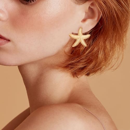 MISS RIGHT Gold Shell Earrings for Women, Stainless Steel Sea Shell Stud Seashell Earrings Beach Jewelry, Hypoallergenic Lightweight Summer Earrings2