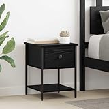 VIHHQGC 2 Nachttisch Set aus Holzwerkstoff mit Stahlbeinen und Schubladen, Nachttisch 2 Stück in Schwarz Eichen-Optik, Maße 34 x 35,5 x 45 cm, minimalistisches Design mit Matter