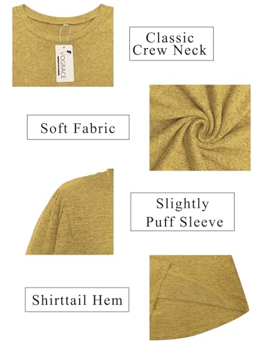 Image of VOGRACE Womens-Plus-Size-Tops Crew Neck Puff Sleeve Shirts Casual Tunic Sweatshirts XL-5XL