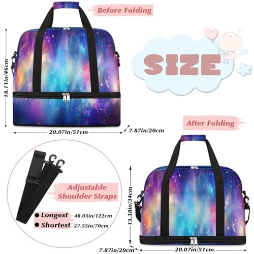 Travel Duffel Bags Star Galaxy Foldable Weekender Bags for Women with Shoes Compartment Waterproof & Tear Resistant Carry on Overnight Luggage Duffel Bag Shoulder Sports Tote Bag,B-9972