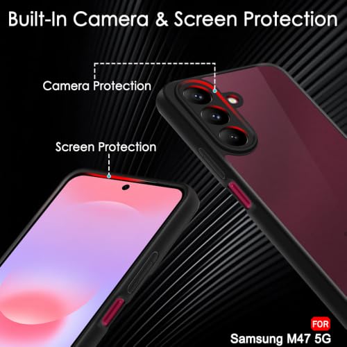 Image of TheGiftKart Hybrid Shockproof Back Cover Case for Samsung Galaxy M47 5G | Camera Protection Module | Hard Back Cover Case for Samsung M47 5G (PC & TPU, Translucent Smoke Matte Back, Black Sides)