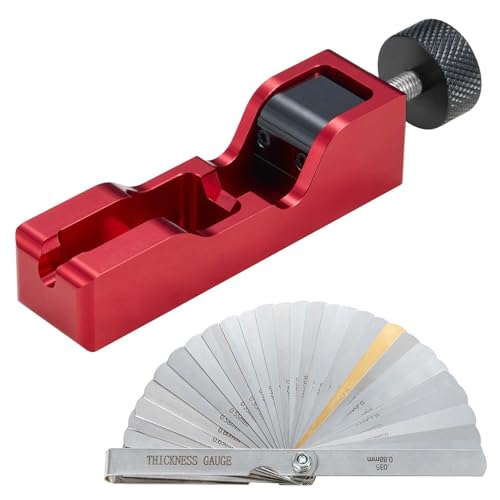 CZC AUTO Spark Plug Gap Tool Universal with 32 Blades Steel Feeler Gauge, Compatible with Most Standard 10mm 12mm 14mm 16mm Thread Spark Plugs, Red