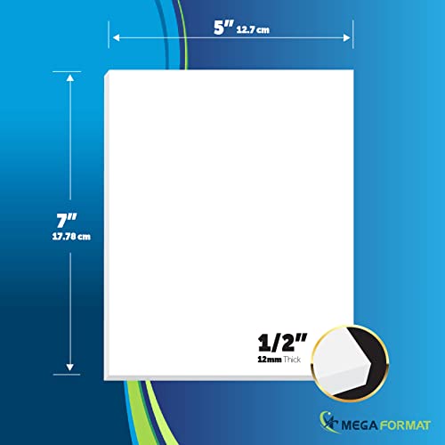 Image of Mega Format Expanded PVC Plastic Sheets - 5 inch X 7 inch Rigid White Sheet for Crafts, Signage, & Displays - Sintra, Celtec PVC Board - Waterproof for Outdoors Use - 1 /2 inch 12mm Thick - 1-Pk-White