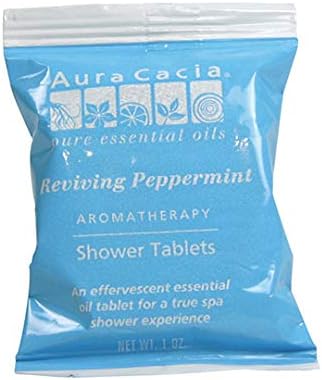 Aura Cacia Reviving Peppermint Aromatherapy Shower Tablets | Contains 3 Individually Wrapped 1 oz. Tablets