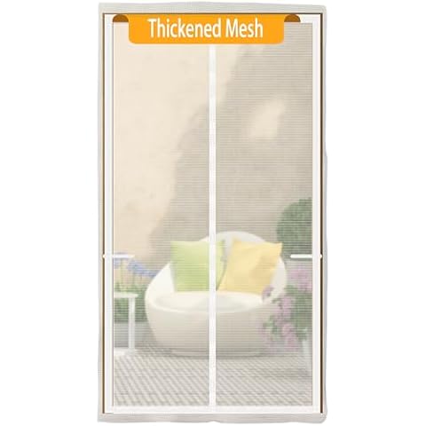 Upgraded Magnetic Screen Door Thicker 250g/m² Reinforced Mesh,36 Longer Magnets, Retractable Screen Door Mesh Magnetic Closure for Single Front Door Cover