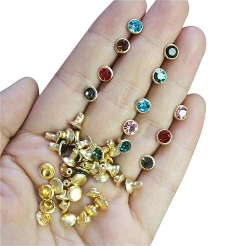 Remaches de cristal con base de metal multicolor de 6 mm para personalización creativa 8