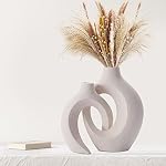 Keramik Vase, SUKIYPO 2er Set Hohle Beige Moderne Vasen für Nordisches, Vasen Deko, ästhetische Boho Blumenvase für Zuhause, Wohnzimmer, Büro, Bauernhaus, Couchtisch Dekoration