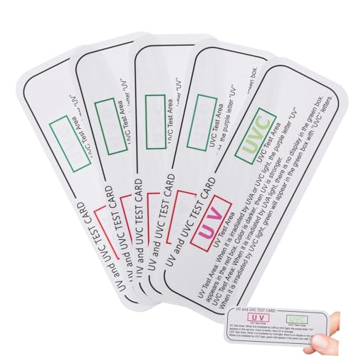 Gadpiparty 5 piezas Tarjetas Test Compactas para Interiores Tiras Indicadoras Portátiles para Análisis de Luz Ultravioleta y Herramientas de Detección Uvc