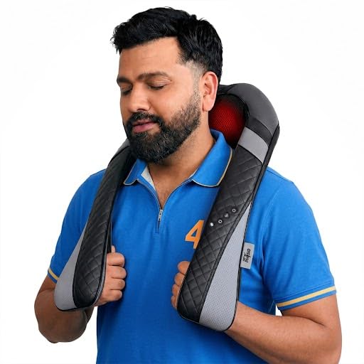 Dr Physio USA 1047 Shiatsu Electric Neck and Back Massager Machine with Infrared Kneading Nodes for Cervical Neck, Shoulder, Back & Body Muscle Pain Relief