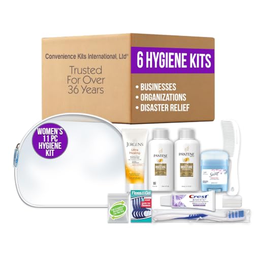 Image of Convenience Kits International Women's 10-Piece Travel Hygiene Kit for Hotels, Shelters, Disaster Relief, Bulk (Pack of 6)