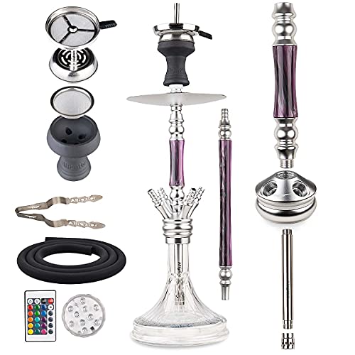 Alligator Shisha Bingo Performance, Alu-Wasserpfeife, Hookah, 4 Anschlüsse, Diffusor, LED, Silver