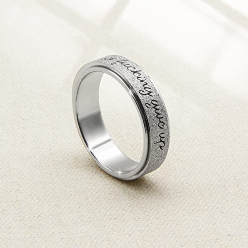 OreilleStar Anxiety Ring for Women Spinner Ring Titanium Stainless Steel Fidget Rings for Anxiety for Women Men 6mm Width Band Rings Silver Color Size 7 by OreilleStar - Image 7