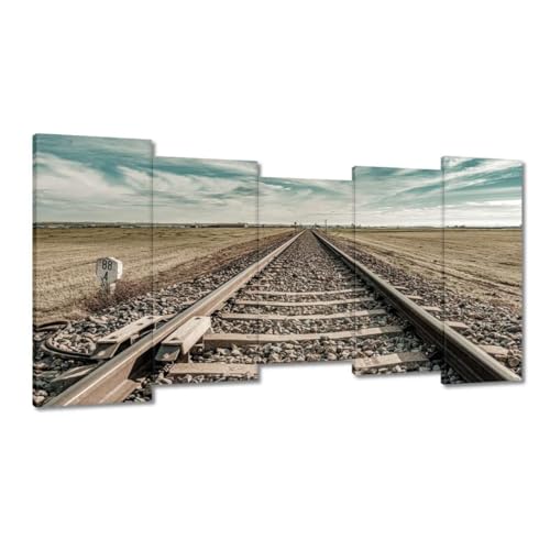 Peinture imprimée sur toile Railway Track pour salon design de 150 x 80 cm