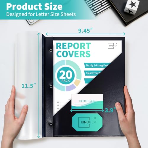 Image of Heavy-Duty Report Covers with 3 Prongs, 100-Sheet Capacity, Black, 20 Pack