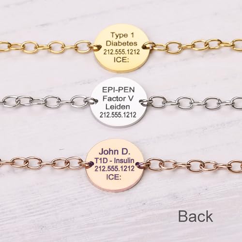 Medical ID Bracelet for Women, Stylish Adjustable Customized Med Alert Jewelry, 18k Gold Rose Silver, Personalized Engraving, Hypoallergenic, Waterproof, Includes Gift Box & Medic ID Wallet Card4