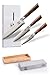 Produktbild zayiko 3er Damastmesser Set, japanischer Damaststahl VG-10, Kasshoku # ICHI #NI #SAN Naturschleifstein Körnung #1000