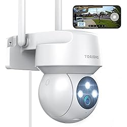 Camara De Seguridad 360 Grados TOAIOHO 2K Cámara Vigilancia WiFi Exterior/Interior, Cámara Vigilancia, Visión Nocturna Colorida, Protección Completa de 360 °, Audio Bidireccional, Alerta de Movimiento, Android/iOS