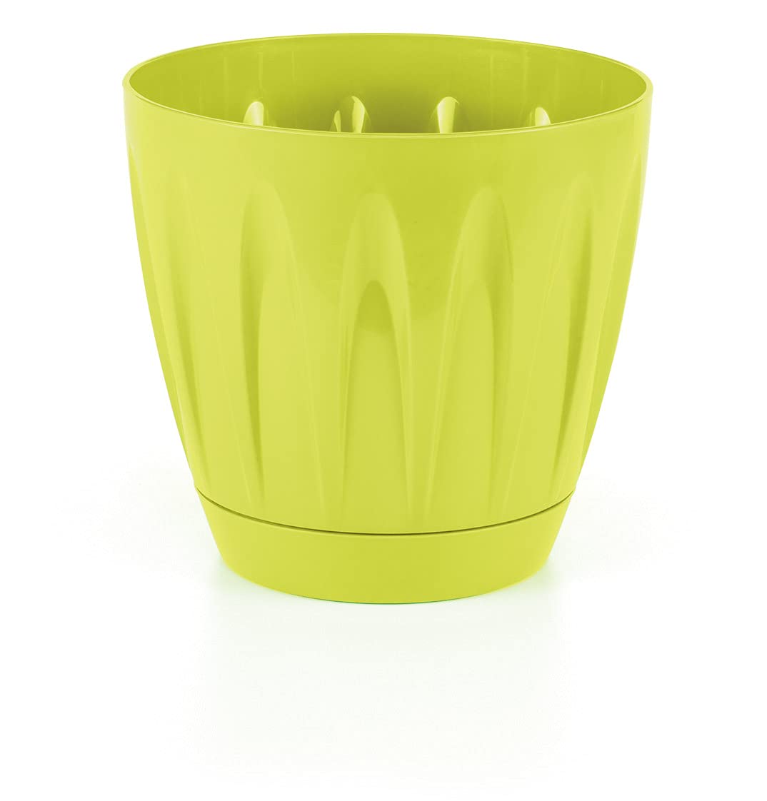 Jolie Max Modern Daisy Round Flower Pot with Self Saucer. Indoor/Outdoor Flowerpot. (Light Green) (7 Sizes) (1, No:2 (1.5 Lt))