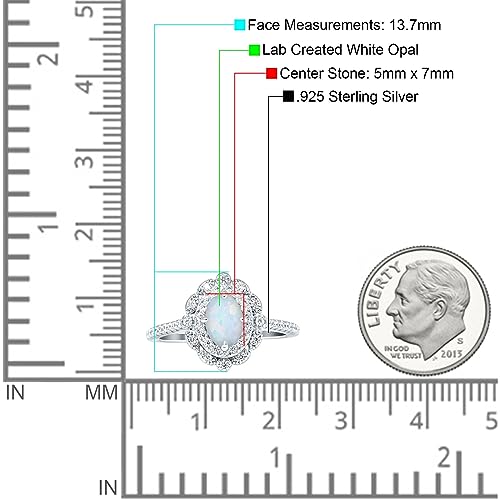 OMRANII Floral Art Deco Oval Shape Vintage Style Halo Wedding Engagement Ring Cubic Zirconia 925 Sterling Silver4