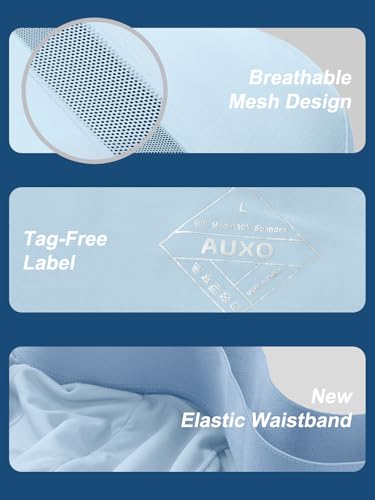 Auxo Mens Underwear Boxer Briefs Modal Mesh Breathable Trunks No Riding Up Moisture Wicking Underwear with Pouch 4 Pack4