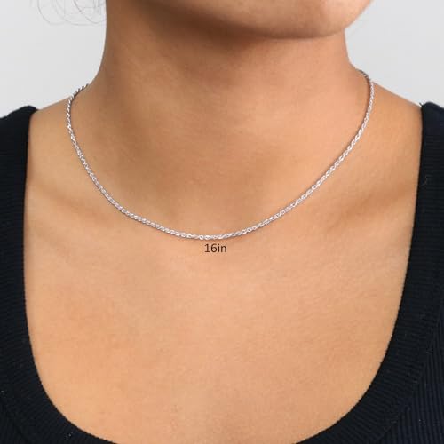 Nuragold 14K Real White Gold Rope Diamond Cut Chain Necklace 14"-30" (1.5mm-5mm) Italian Jewelry for Men & Women3