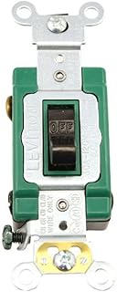 Leviton 3032-2E 30 Amp, 120/277 Volt, Toggle Double-Pole AC Quiet Switch, Extra Heavy Duty Spec Grade, Self Grounding, Back and Side Wired, Black