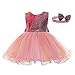 ROMIDA Blumenmädchen Mädchen Taufe Kleidung Prinzessin Kleid mit Pailletten Spitze Elegante Ärmelloses Schleife Ballettrock Party Hochzeitskleider Zeremonie Geburtstagskleid + Stirnband Set
