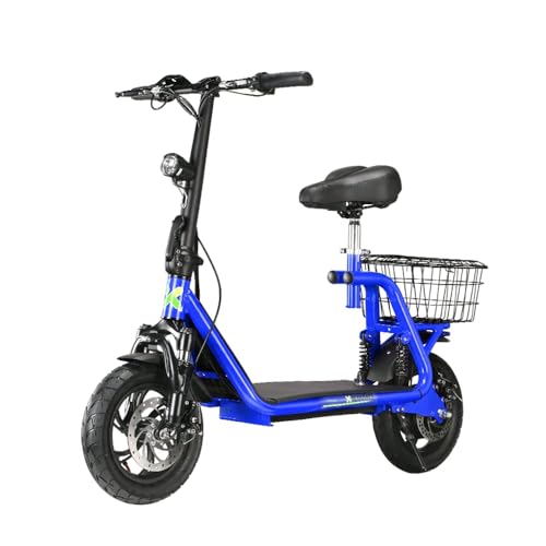 4MOVE E-Moped Für Erwachsene mit Sitz, Elektro Moped 3 Geschwindigkeiten Einstellbar, Faltbarer mit LED Display & Korb,12 Zoll Reifen,25km Reichweite (Blau)