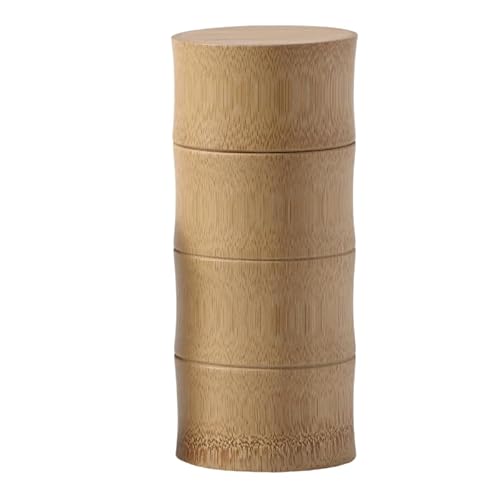 Gtzbciv ティーキャニスター 竹製 保存容器 茶葉入れ 茶筒 竹目 お茶缶 手工 竹製 お茶用 コーヒー (D-特大)