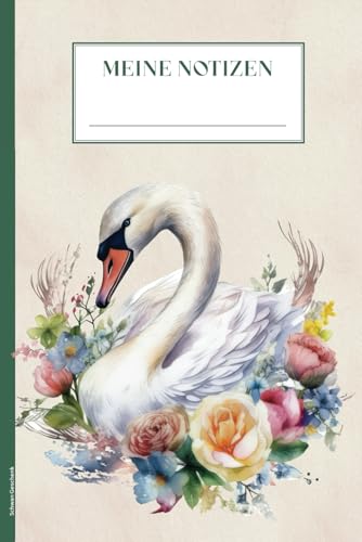 Schwan Geschenk: Notizbuch A5 mit schönem Vogelmotiv für Vogel Liebhaber Schwan Buch liniert für Notizen als Geburtstagsgeschenk für Frauen und Freundin praktisch für Beruf und Schule