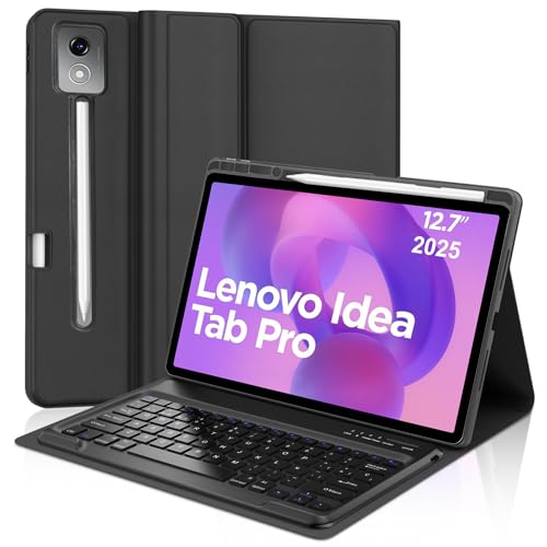 Funda con Teclado para Lenovo Idea Tab Pro 12.7 Pulgadas, Teclado Bluetooth Desmontable Inalámbricocon con Funda Delgada y Ranura para Bolígrafo para Tablet Lenovo Idea Tab Pro 2025 12.7