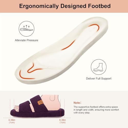 Image of LongBay Slippers for Women Memory Foam Open Toe Slide Indoor House Shoes Slip On Bedroom Comfy Gift
