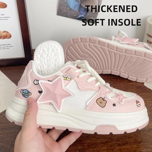 Y2k Cute Star Platform Chunky Sneakers for Women and Girls Retro Mesh Breathable Aesthetic Casual Summer Walking Shoes3