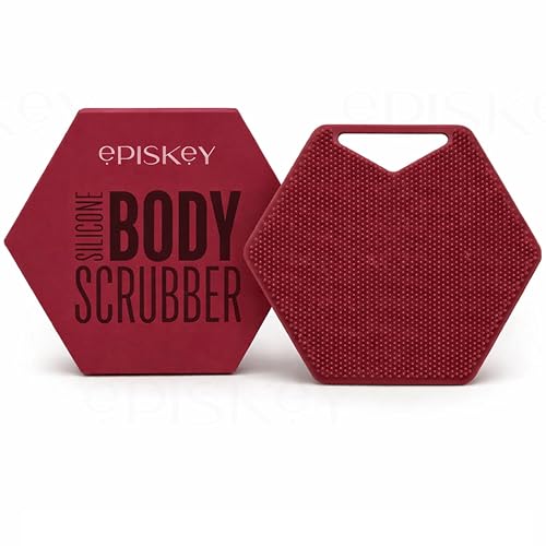 Image of Episkey Body Scrubber - Exfoliates & Deep Cleans - Silicone Shower & Bathroom Accessory with Bespoke Bristles and Ergonomic Handles (Burgundy)