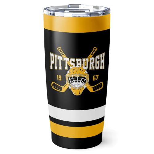 Image of ANTKING Pittsburgh Tumbler 20oz Custom Name Number Travel Mug Gifts | Stainless Steel Insulated Coffee Cup for Men Women
