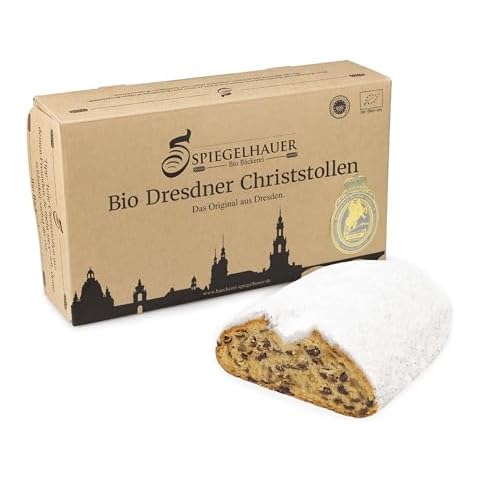 Organic Dresden Christmas Stollen - real Dresden Stollen with raisins - not only at Christmas time a treat - 100% organic ingredients - Contents: 1kg Dresden Christmas Stollen Cover