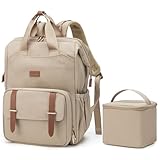 mommore Wickelrucksack, Milchpumpenrucksack für Medela Spectra S1, S2, Milchpumpenrucksack für berufstätige Mütter mit 15,6-Zoll-Laptopfach, Champagner