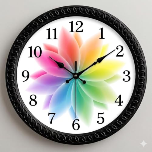 Image of Wall Clock for Living Room Stylish | Clock for Home | Wall Clock for Hall | Wall Watch for Living Room (Multi Flower)