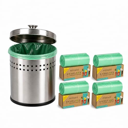 Image of Kachra Sack Garbage Bags | Leak-Proof & Degradable Trash Bags with Ties | 17 x 19 Inches | Small Size | 30 Rolls Each | Pack of 4 | Eco-Friendly & Durable | Heavy-Duty Disposable Dustbin Liners