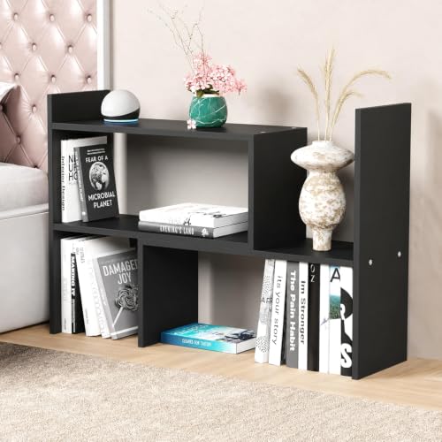 Image of Lukzer MR-011 Black Adjustable 5-Tier Bookshelf | Multi-Functional Storage Rack for Living Room, Bedroom, Home, Office & Kitchen|Engineered Wood Bookcase|121x61x24cm| DIY Bookshelves | Made in India