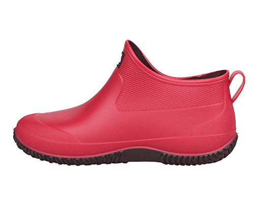 Smajong Rain Boots For Women Waterproof Garden Shoes Men Anti Slip Rubber Ankle Boots Car Wash Shoes Women's Rain Footwear Red Black, 7.5 Women / 6 Men #TOP2