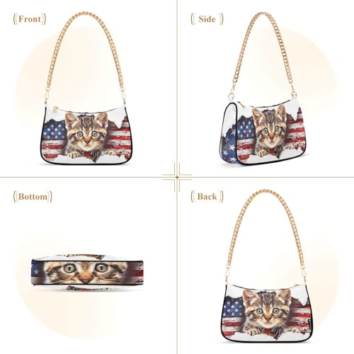 Image of Shoulder Bags for Women American US Flag Independence Day Patriotic Hobo Tote Handbag Small Clutch Purse with Zipper Closure